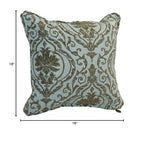 Blazing Needles Corded Square Jacquard Chenille Throw Pillow, 18", Blue Damask