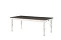 Steve Silver Co Classic Farmhouse Extendable Dining Plank Effect Top, Turned Legs, White Table, 80" L x 40" W x 30" H, Two-tone Ivory and Charcoal