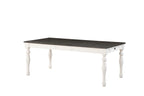 Steve Silver Co Classic Farmhouse Extendable Dining Plank Effect Top, Turned Legs, White Table, 80" L x 40" W x 30" H, Two-tone Ivory and Charcoal