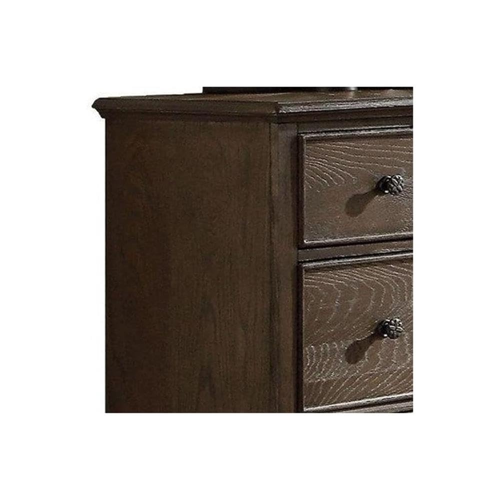 Acme Baudouin 9 Drawer Wooden Dresser In Weathered Oak