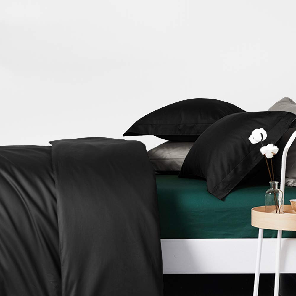 Ntbay 2 Pack 500 Thread Count 100% Egyptian Cotton Standard Pillow Shams, Super Soft And Breathable Oxford Pillowcases For Bed, 20X26 Inches, Black