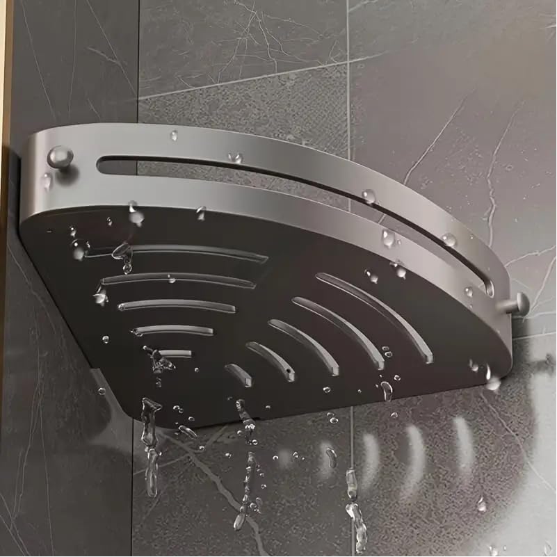 UCRAVO 1pcs Triangle Shower Caddy, Corner Shelf, Storage Rack, No Drilling Wall Mounted Adhesive Rust Proof ABS Shower Organizer