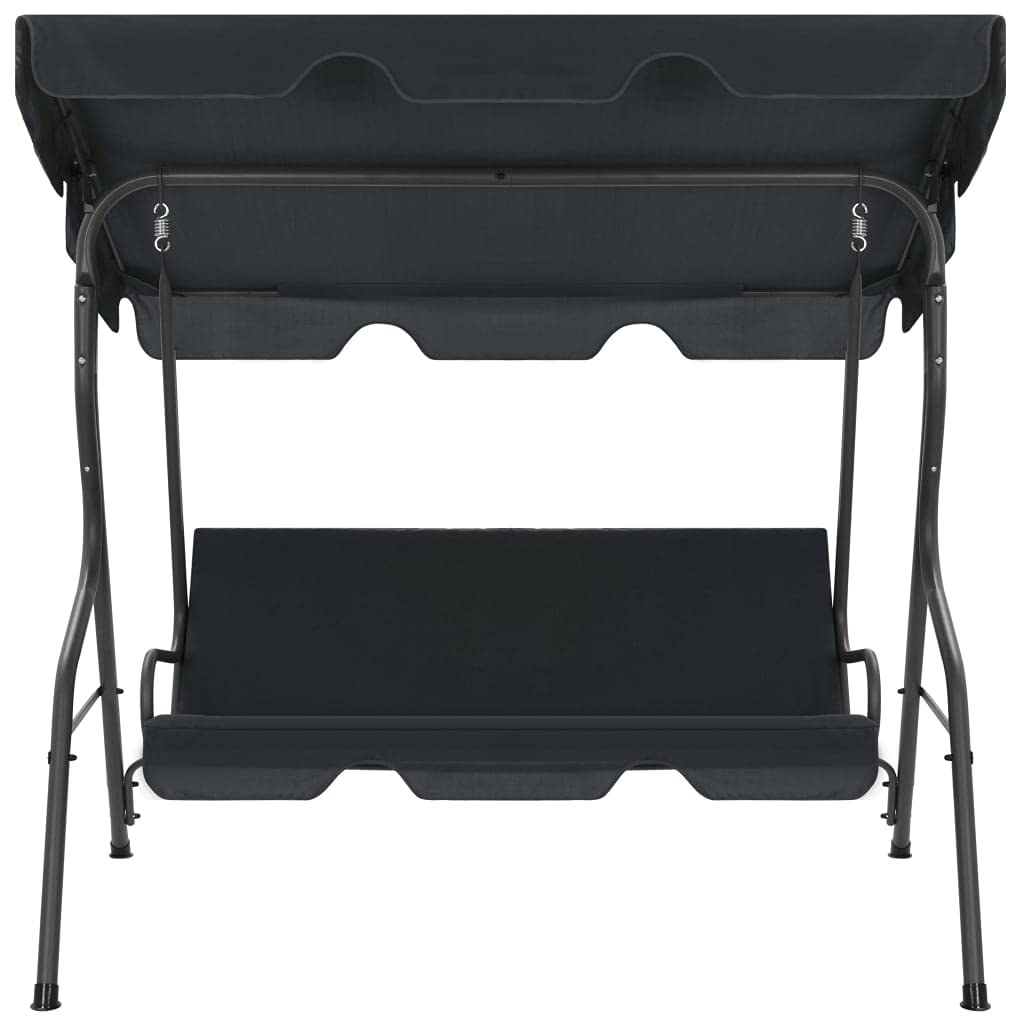 vidaXL Anthracite Garden Swing Bench with Canopy - Durable Powder-Coated Steel Frame with Polyester Seats - Outdoor Relaxation Swing Chair with Sun Shade