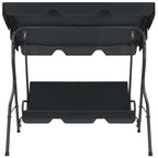 vidaXL Anthracite Garden Swing Bench with Canopy - Durable Powder-Coated Steel Frame with Polyester Seats - Outdoor Relaxation Swing Chair with Sun Shade