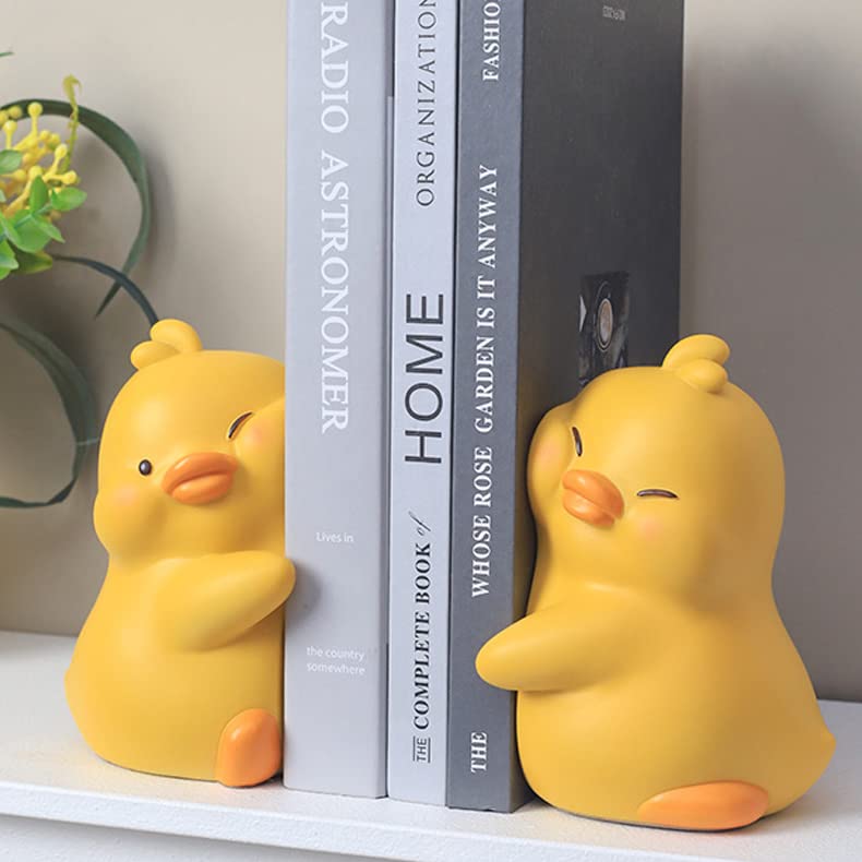 Cute Hug Ducks Decorative Bookends, Unique Book Ends To Hold Books Creative Resin Book Holder Stopper For Home Office Desk Books