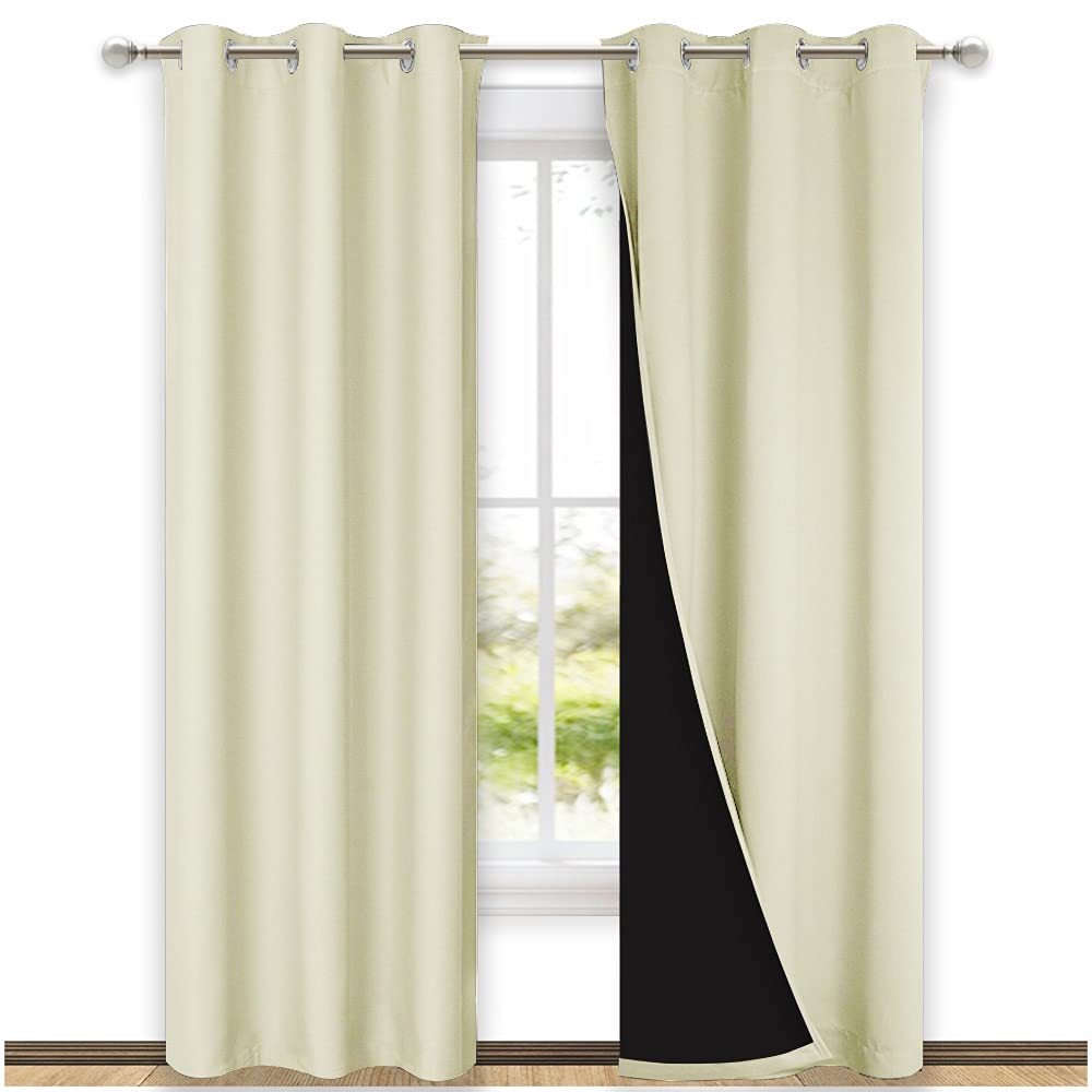 Nicetown Room Warming Blackout Curtains 80 Inches Long, Full Light Blocking Drapes With Black Liner For Nursery, Thermal Insulat