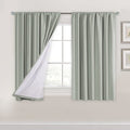 H.Versailtex 100% Blackout Curtains 45 Inches Long Full Light Blocking Curtain Draperies For Bedroom Living Room Thermal Insulated Functional Soft Thick Window Treatment Set Of 2 Panels, Light Sage