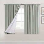 H.Versailtex 100% Blackout Curtains 45 Inches Long Full Light Blocking Curtain Draperies For Bedroom Living Room Thermal Insulated Functional Soft Thick Window Treatment Set Of 2 Panels, Light Sage