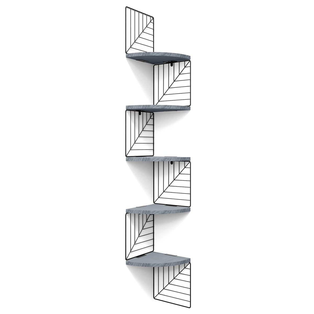 Love-KANKEI Corner Shelf Wall Mount of 5 Tier Rustic Wood Floating Shelves Wall Shelves for Bedroom Living Room Bathroom Kitchen