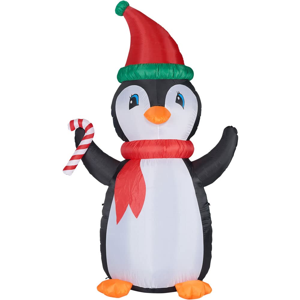 Christmas Time 10-Ft. Tall Penguin With Rgb Lights And Storage Bag | Prelit Outdoor Christmas Inflatable | Ct-Pengn101-L,Black/White