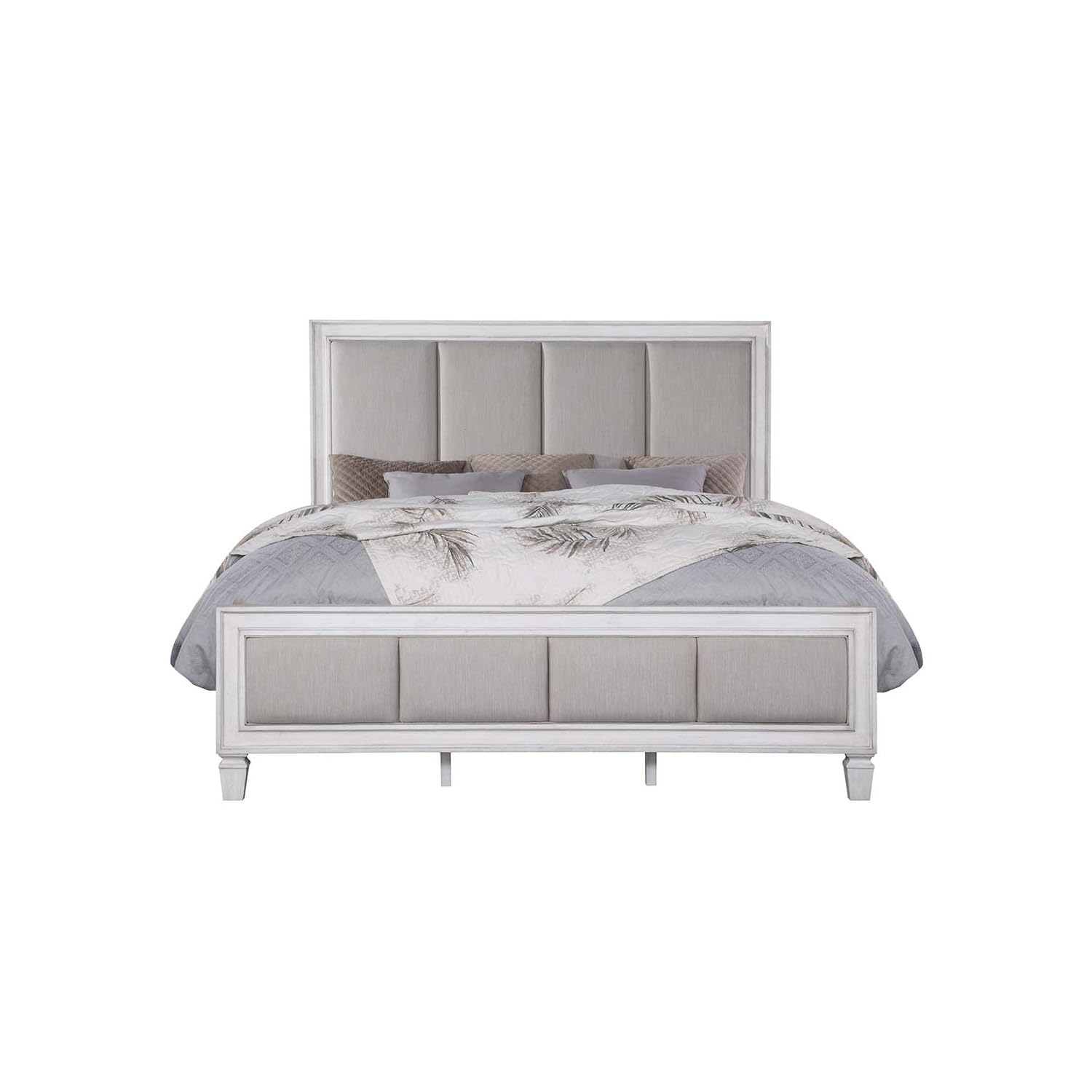 Acme Katia Eastern King Bed in Gray and White