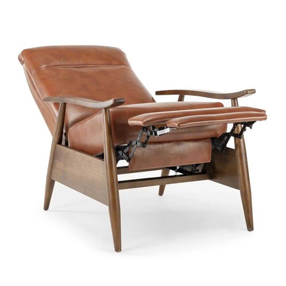 Comfort Pointe Solaris Caramel Faux Leather Wooden Arm Push Back Recliner Chair