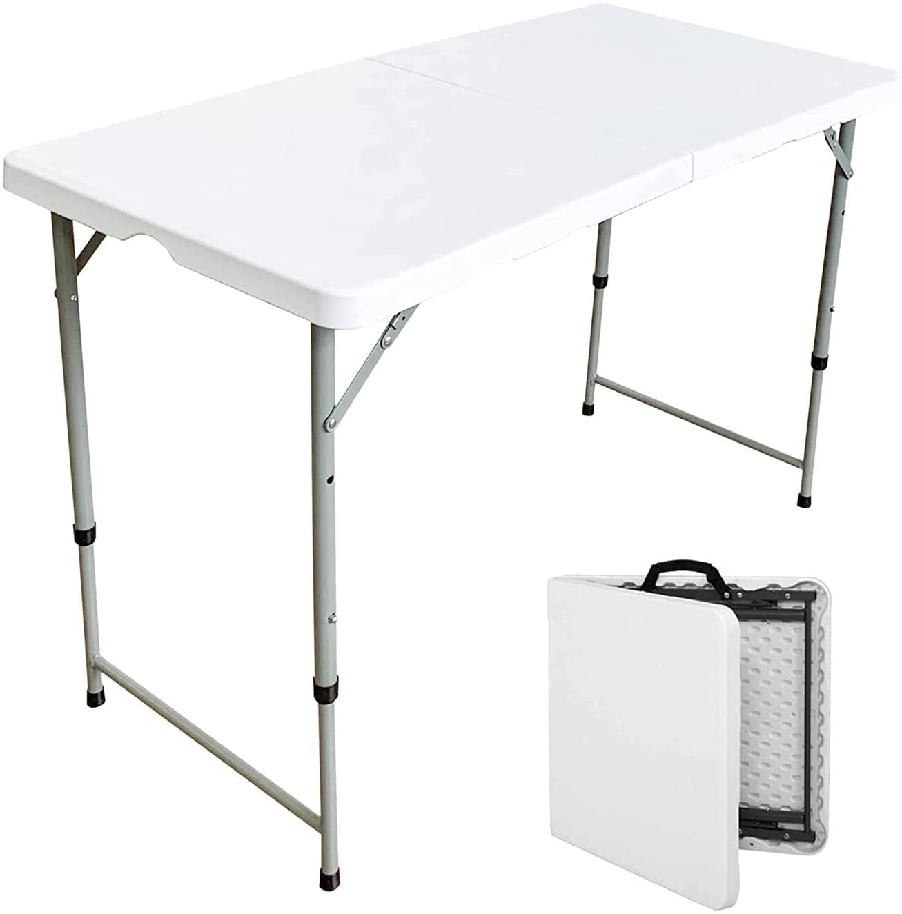 Amazing For Less 4Ft Bi-Fold Folding Table Portable Plastic Indoor Outdoor Picnic Party Dining Camp Tables (4Ft, 6Ft, 8Ft) (4Ft)