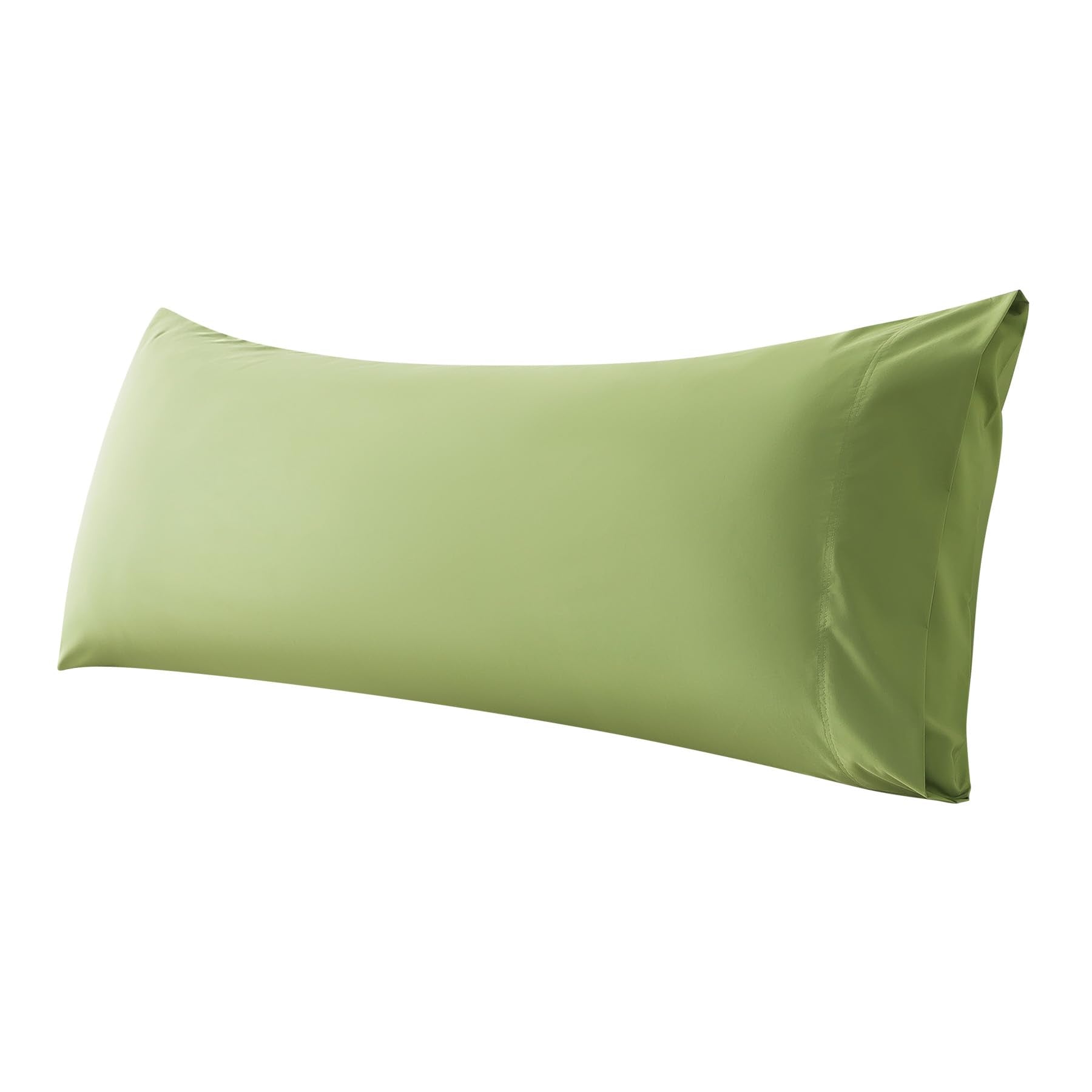 Whatsbedding Body Pillow Cover Cotton Fabric, Long Pillow Case Breathable & Skin-Friendly, Envelope Closure - Sage Green (21X54