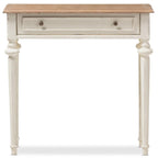 Baxton Studio Marquetterie French Provincial Style Weathered Oak and White Wash Distressed Finish Wood Two-Tone Console Table