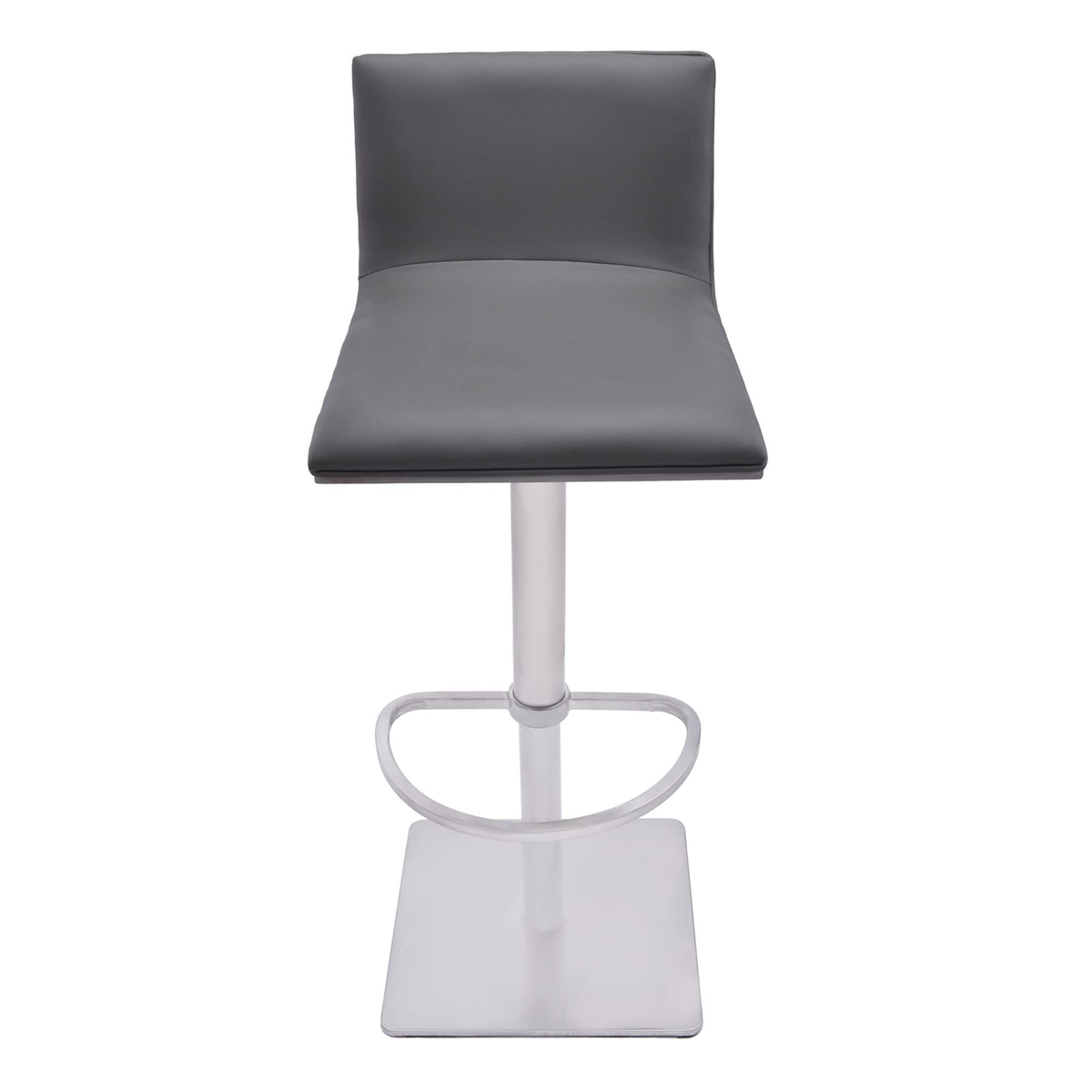 HomeRoots Gray Adjustable Grey Faux Leather Walnut and Stainless Swivel Bar Stool