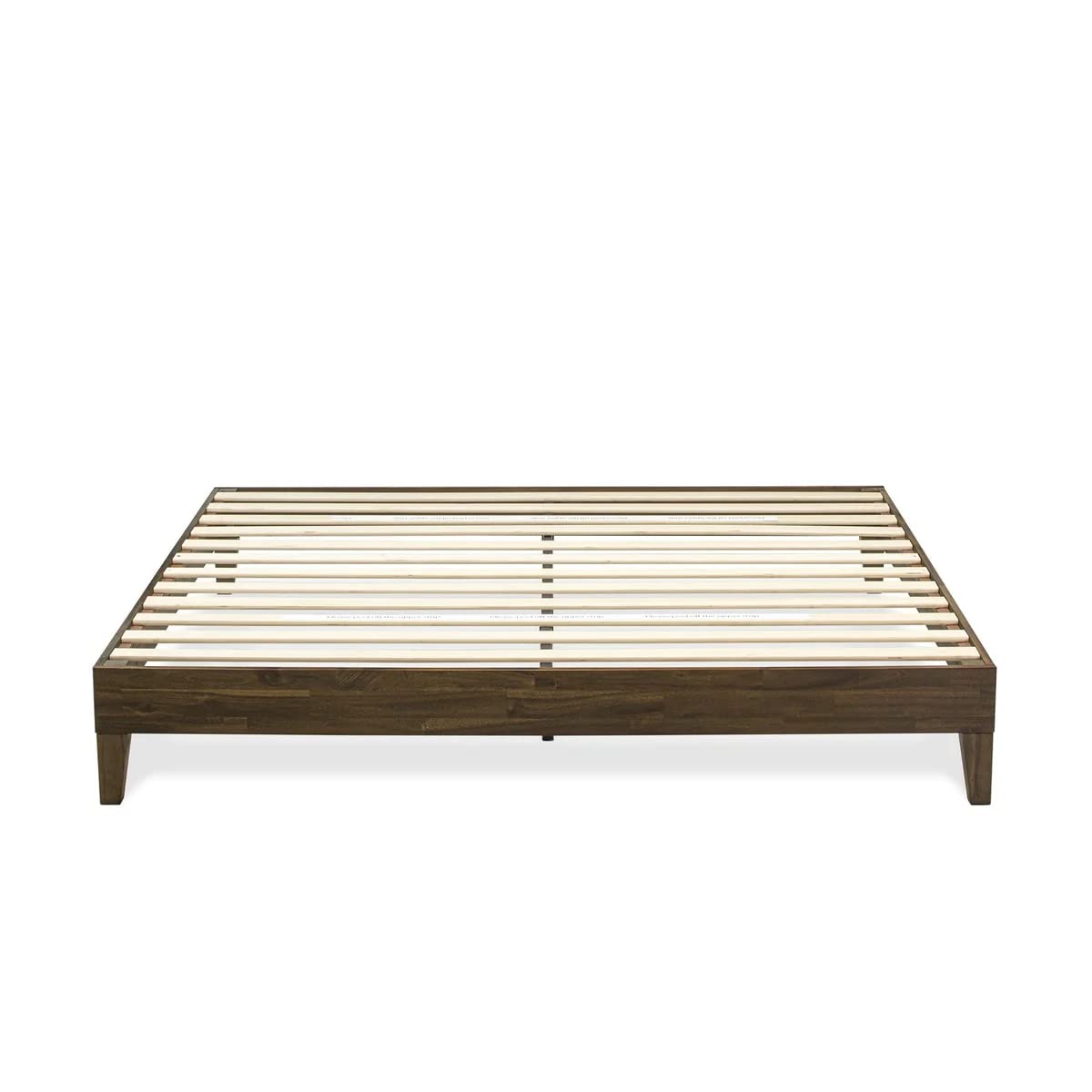 East West Furniture NVP-22-K King Size Platform Bed Frame with 4 Hardwood Legs and 2 Extra Center Legs - Walnut Finish