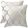 Dezene Gold Velvet Throw Pillow Covers Off White: 2 Pack 20X20 Inch Square Decorative Pillow Cases For Bedroom Sofa Couch Living