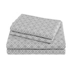 Comfort Spaces Cotton Flannel Breathable Warm Deep Pocket Sheets With Pillow Case Bedding, Twin, Geo Grey, 3 Piece