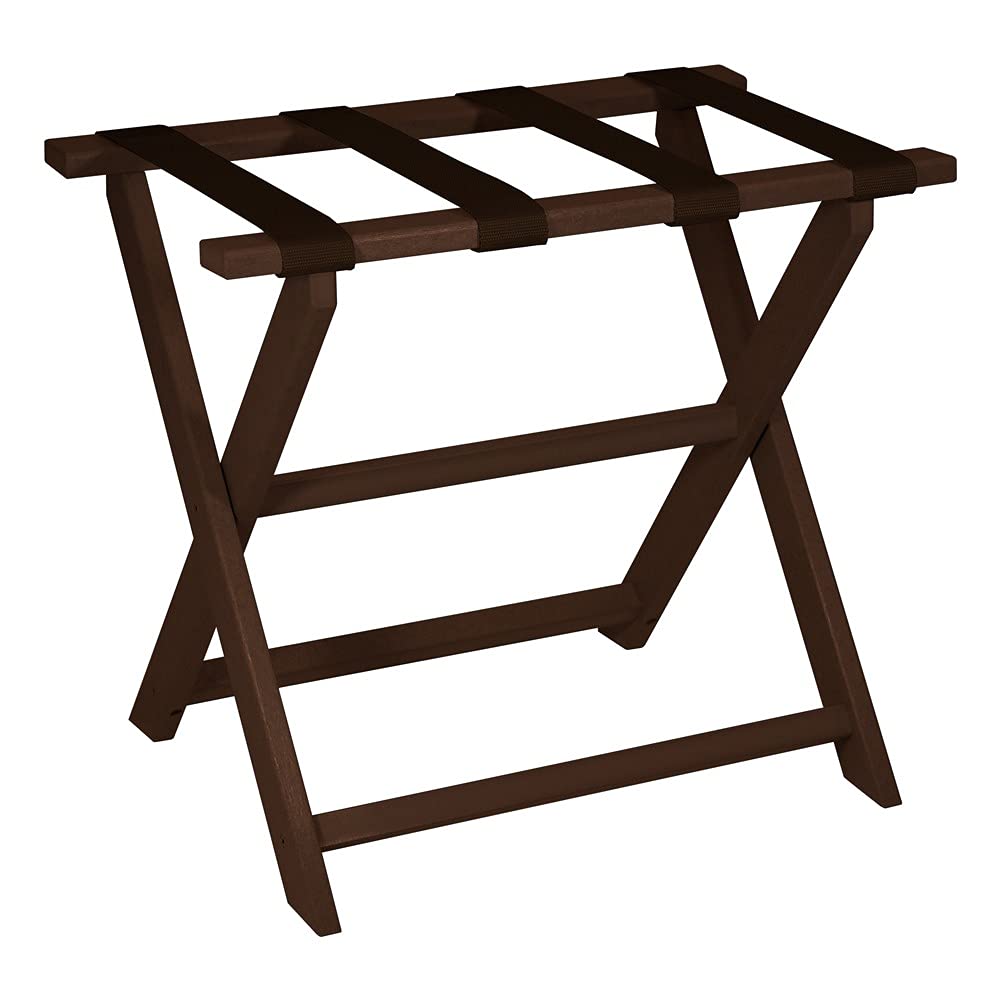 HomeRoots Earth Friendly Brown Folding Luggage Rack with Brown Straps