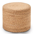 Wimarsbon 18'' Pouf Ottoman, Natural Braided Poof, Round Poufs, Rustic Handweave Lounge Pouffe, Boho Footrest Stool For Bedroom, Accent Table Or Seat For Patio, Living Room (68Ld)