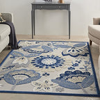 HomeRoots Blue/Grey 100% Polypropylene 5’ x 7' Blue and Gray Indoor Outdoor Area Rug