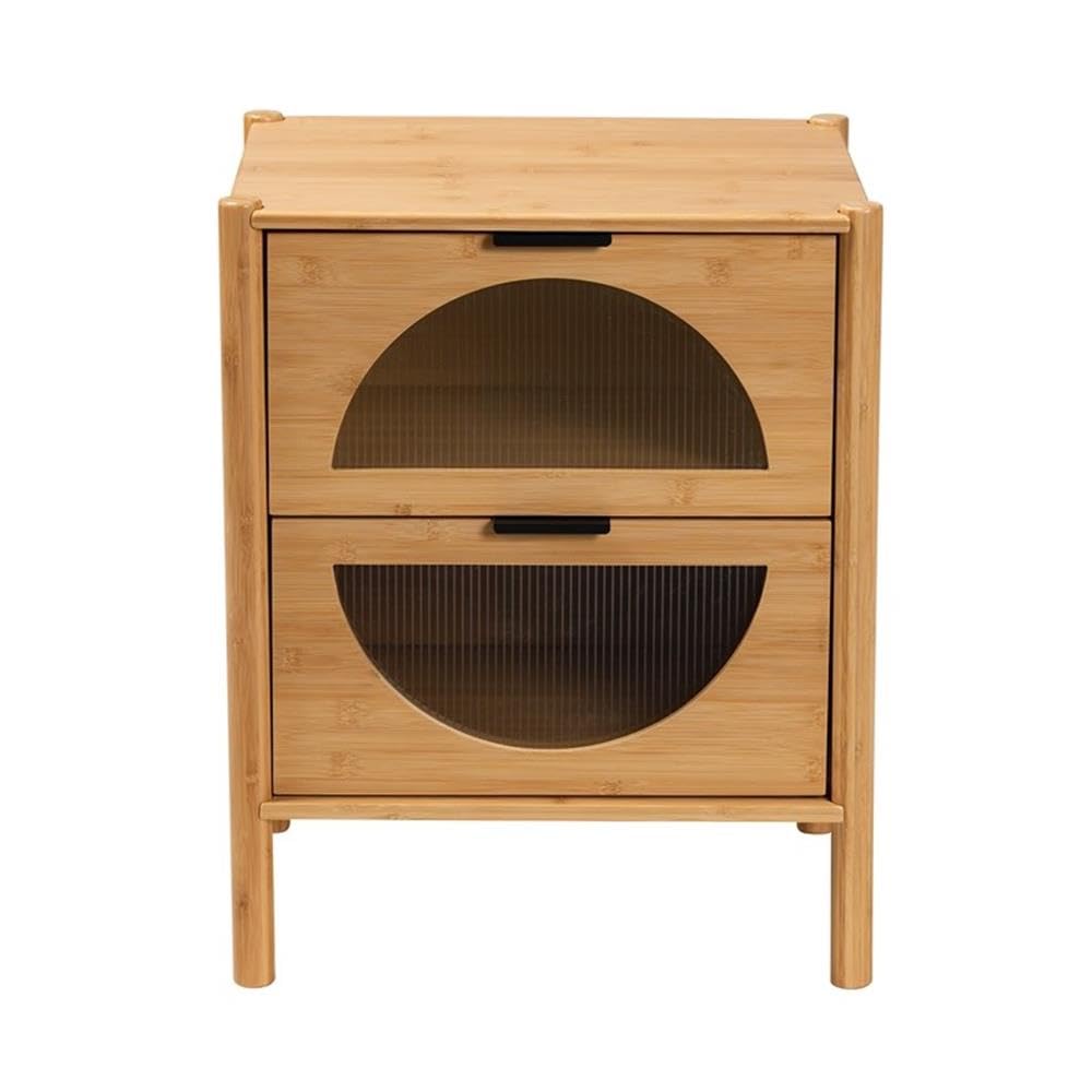 Baxton Studio Naresh Natural Brown Bamboo Wood 2-Drawer End Table