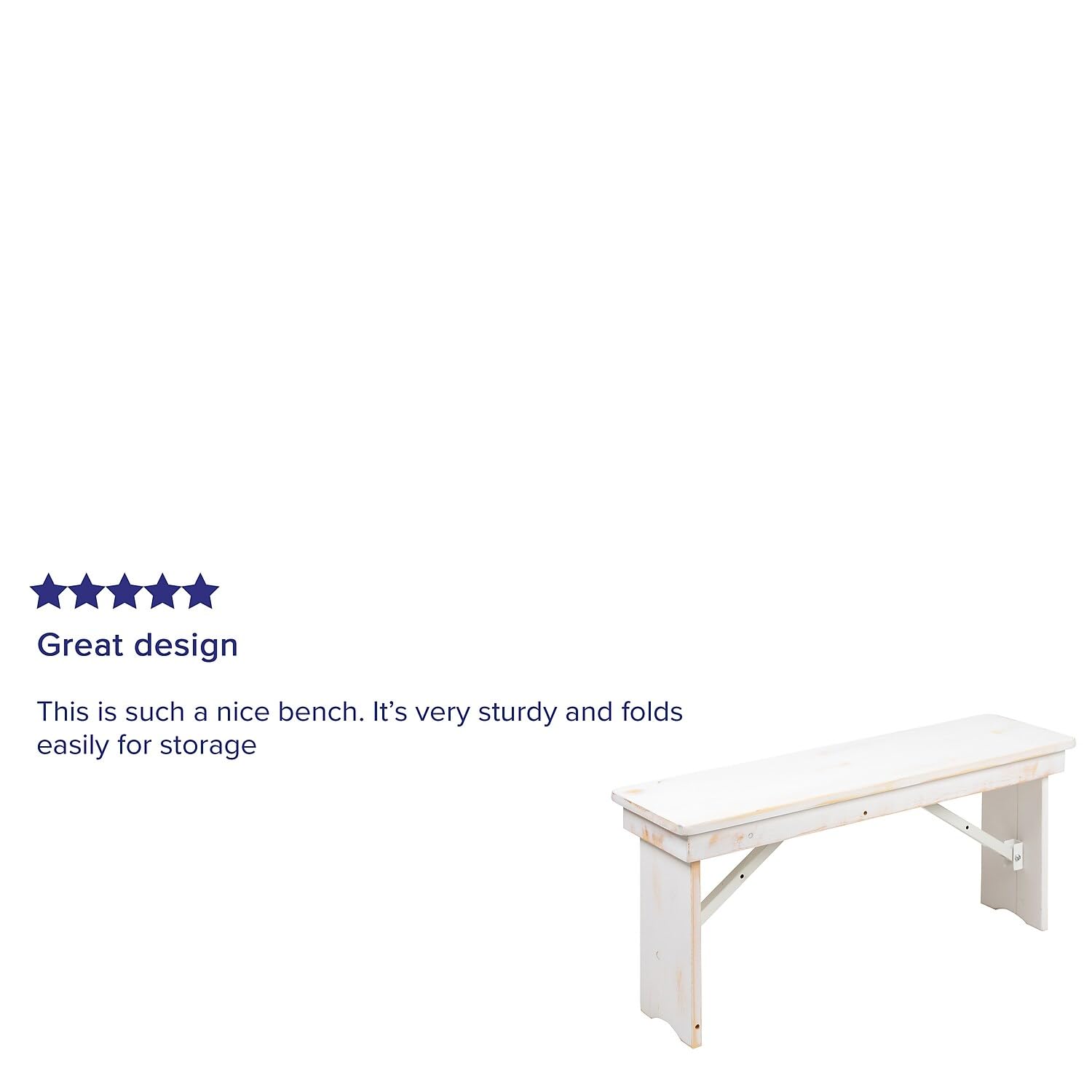 Flash Furniture Hercules Series 40&quot; X 12&quot; Antique Rustic White Solid Pine Folding Farm Bench