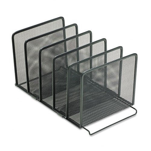 Rolodex : Mesh Stacking Sorter, Five Sections, Metal, 8 1/2W X 14 1/4D X 7 1/2H, Black -:- Sold As 2 Packs Of - 1 - / - Total Of