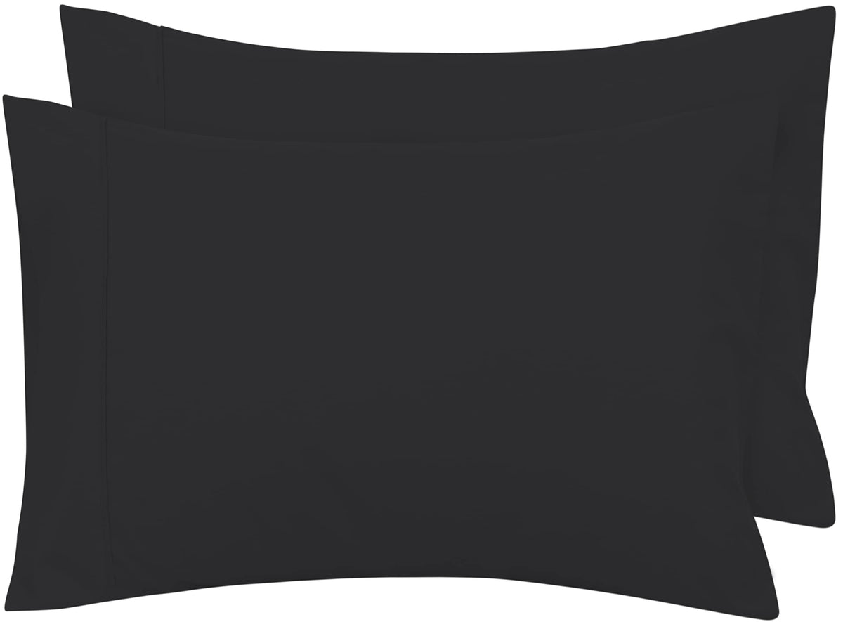 Royale Linens Queen Pillowcase Set Of 2 - Bed Pillow Cover - 20' X 30' - Black Pillowcases - 1800 Brushed Microfiber, Wrinkle
