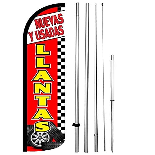 Nuevas Y Usadas Llantas Windless Swooper Feather Flag 15' Tall Pole Kit Banner Sign Rz-H