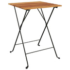 vidaXL Portable Folding Bistro Table - Outdoor Furniture Piece, Solid Teak Wood and Steel Construction, Weather Resistant, Versatile Use, Easy Storage and Transportation