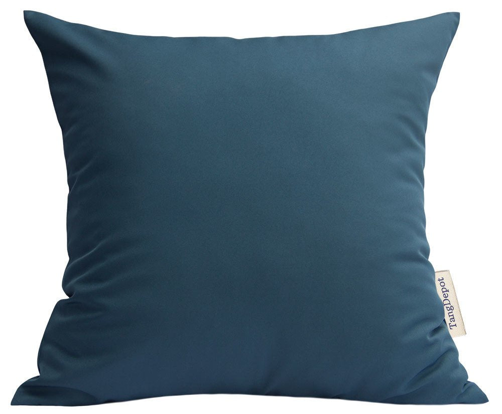 Tangdepot Set Of 2 Durable Faux Silk Solid Pillow Shams, Square Decorative Pillow Covers, Throw Pillow Covers, Indoor/Outdoor Cu