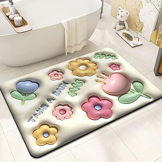 Shrux Anti Skid Water Soaking Mat 3D Mat/mat for Entrance Anti Slip mat for Bathroom,3D Visual Bathtub Mats/Soft Door Mat/Rubber