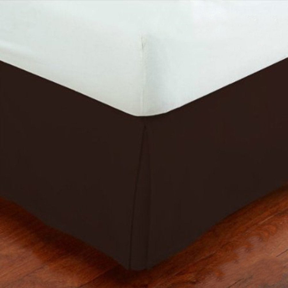 Fancy Collection Easy Care Bed Skirt Pleated Microfiber 14 Inch Drop Bed Skirt Solid New (Brown, Twin)