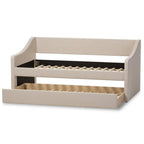 Baxton Studio Barnstorm Modern and Contemporary Beige Fabric Upholstered Daybed with Guest Trundle Bed