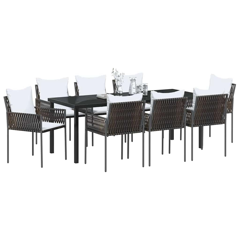 vidaXL Garden Dining Set 9 pcs Brown and Black PE Rattan