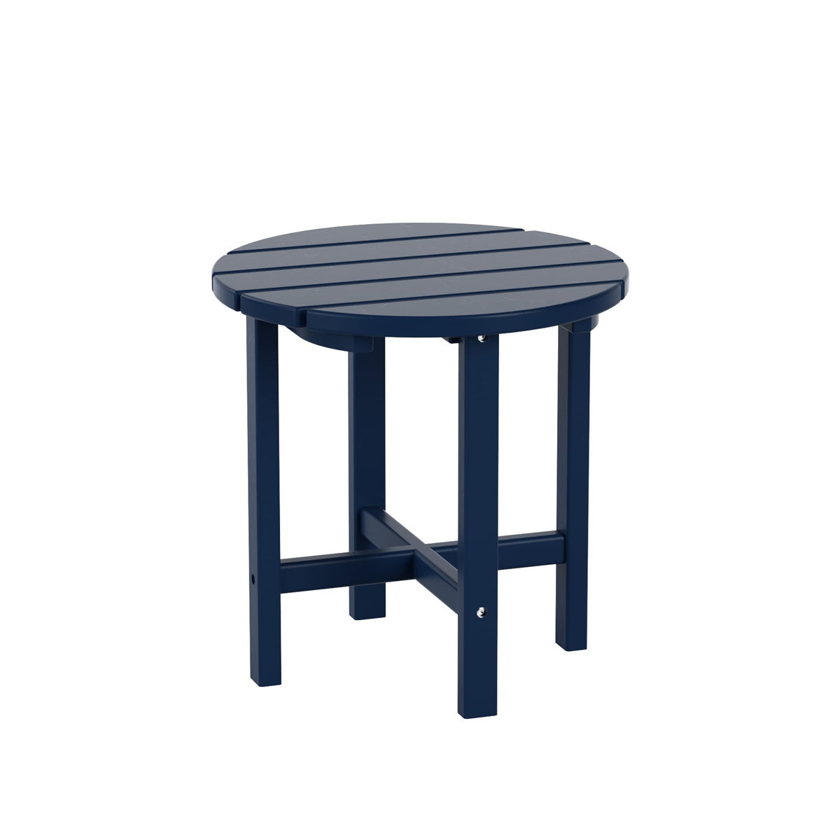 Costaelm Round Outdoor Side Tables, Adirondack Patio Tables For Outside, Hdpe Patio End Table Weather Resistant, Balcony Table For Pool, Seaside, Backyard, Porch, Indoor Companion, Navy Blue