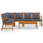 vidaXL Outdoor Lounge Set, Solid Acacia Wood, Modern Style Patio Furniture with Cushions and Coffee Table, Durable and Weather Resistant