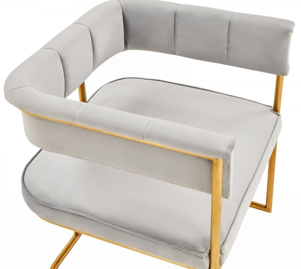 HomeRoots Grey Fabric, Metal Gray Gold Modern Dining Chair