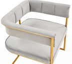 HomeRoots Grey Fabric, Metal Gray Gold Modern Dining Chair