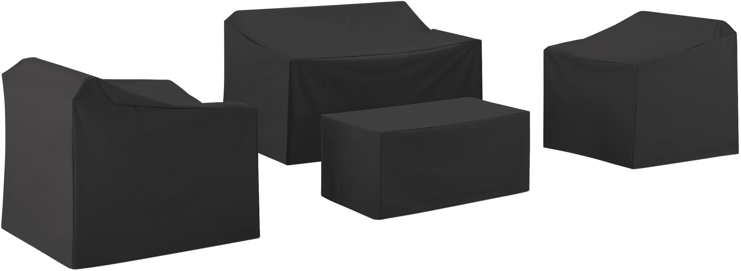 Crosley Furniture Patio Furniture Covers, Waterproof 4-Piece Cover Set For Outdoor Chairs, Loveseat, Table, Black