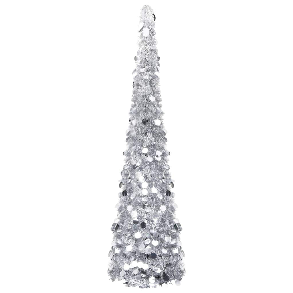 vidaXL 6 ft Silver Pop-up PET Christmas Tree – Lightweight, Collapsible, Suitable for Indoor and Outdoor, Unique Holiday Decoration