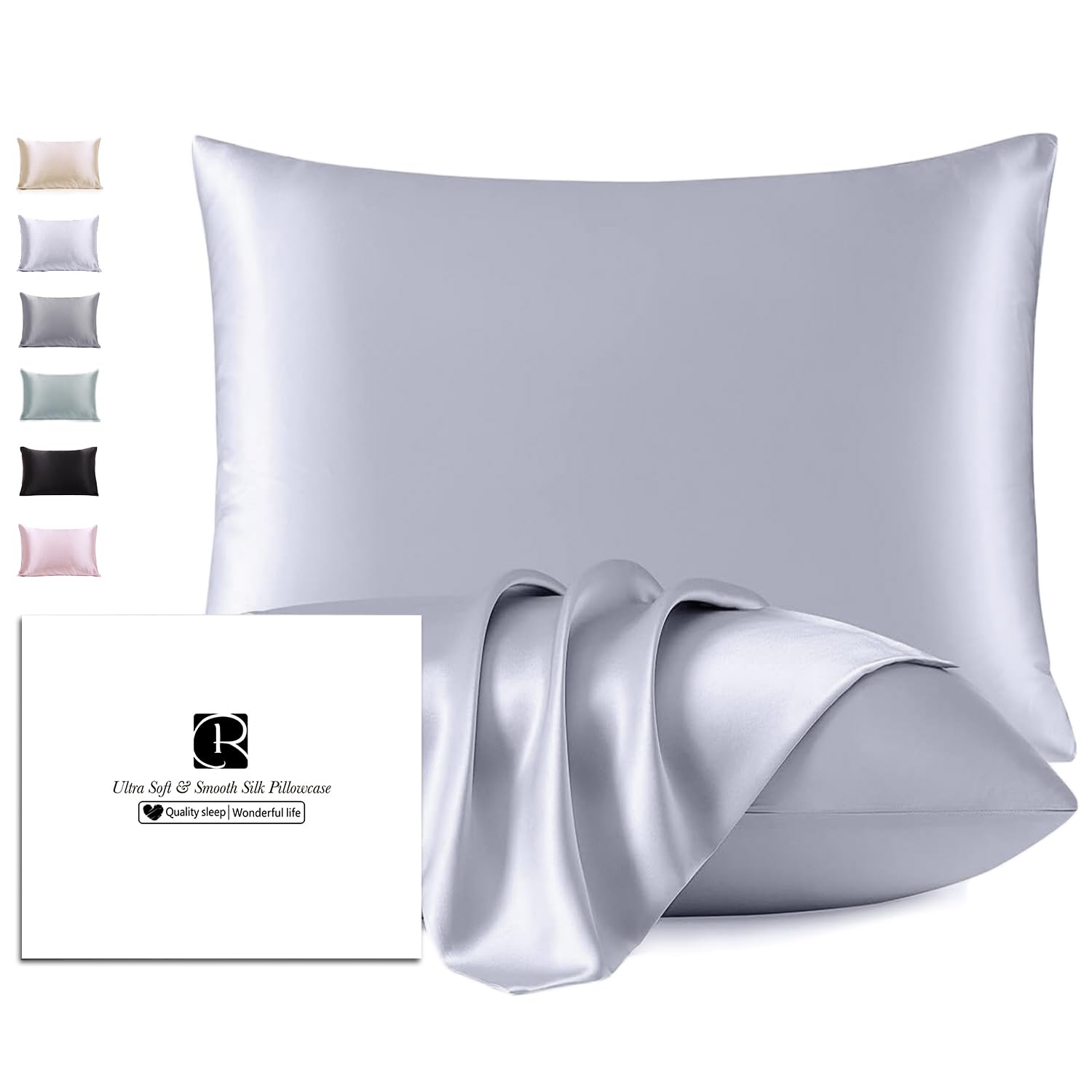Silk Pillow Cases 2 Pack For Hair And Skin, Ravmix Cooling Pillow Cases Both Sides Mulberry Silk Pillowcases Queen Size Set Of 2