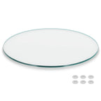 Better Bevel 42' Inch Round Glass Table Top | Tempered Glass Protector | Anti-Slip Pads/Bumpers | Coffee, Dining Table