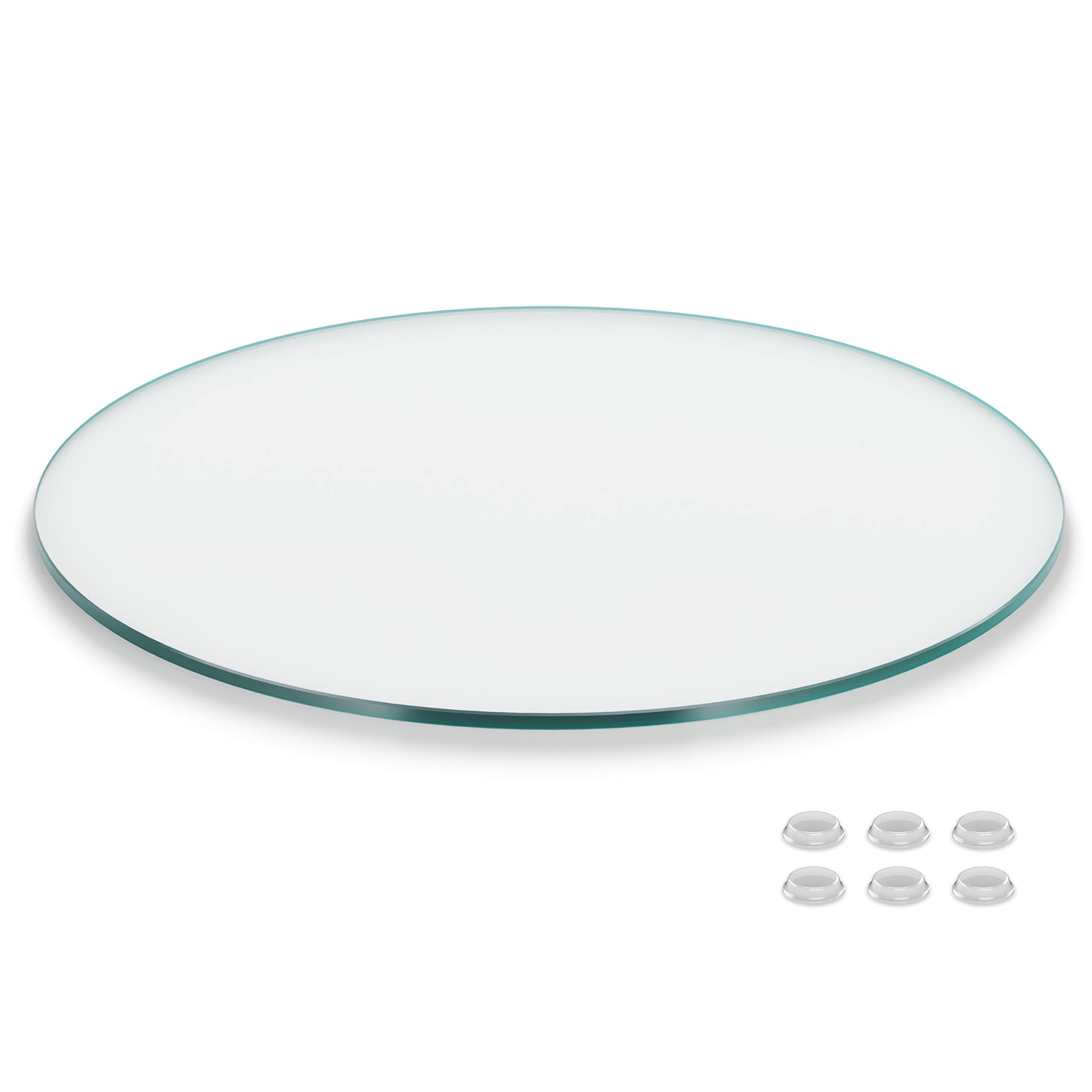 Better Bevel 42' Inch Round Glass Table Top | Tempered Glass Protector | Anti-Slip Pads/Bumpers | Coffee, Dining Table