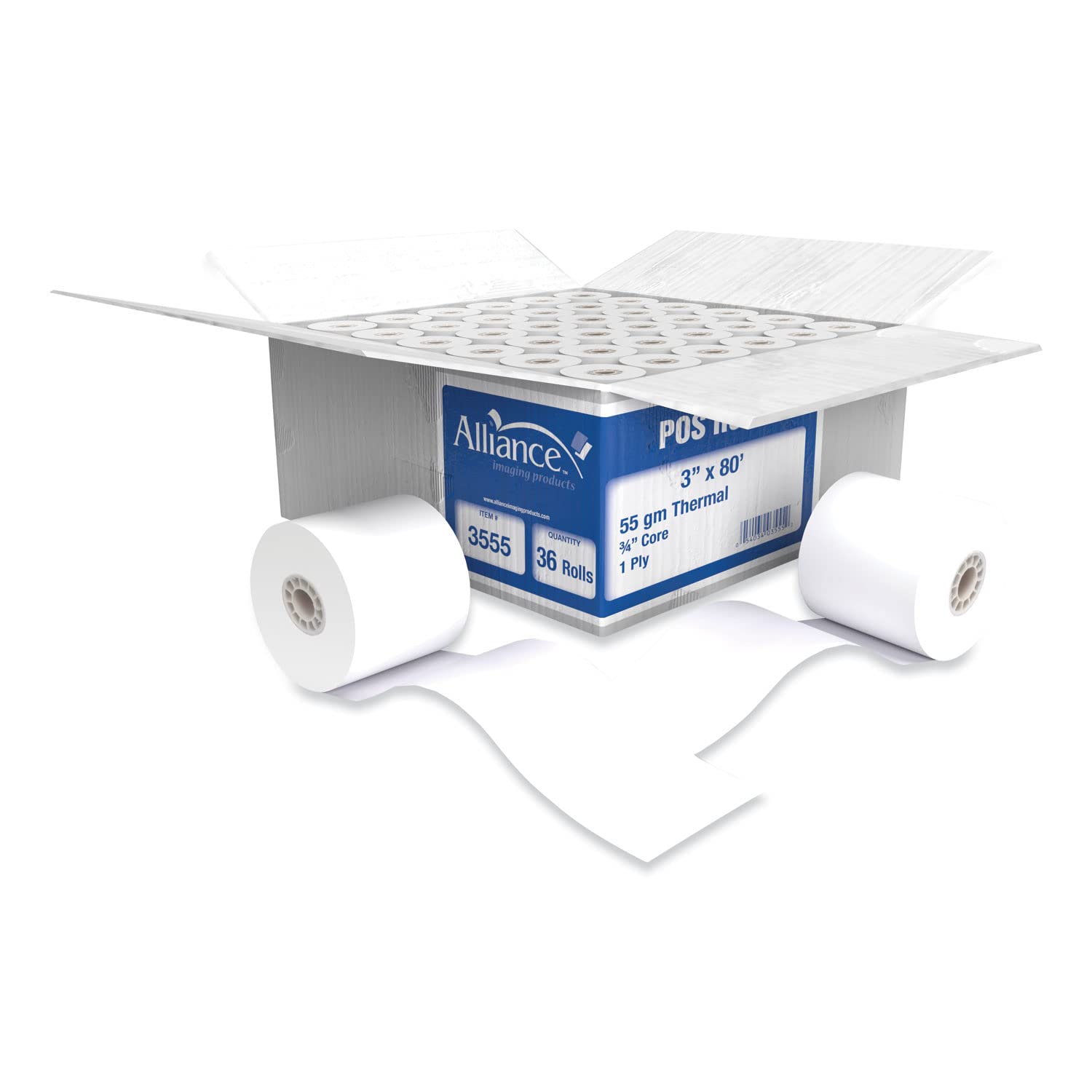 Thermal Paper Receipt Rolls, Bpa Free, Grade A, Pure 85 White Paper, Unique Thermal Coating (3' X 80' - 36 Rolls)