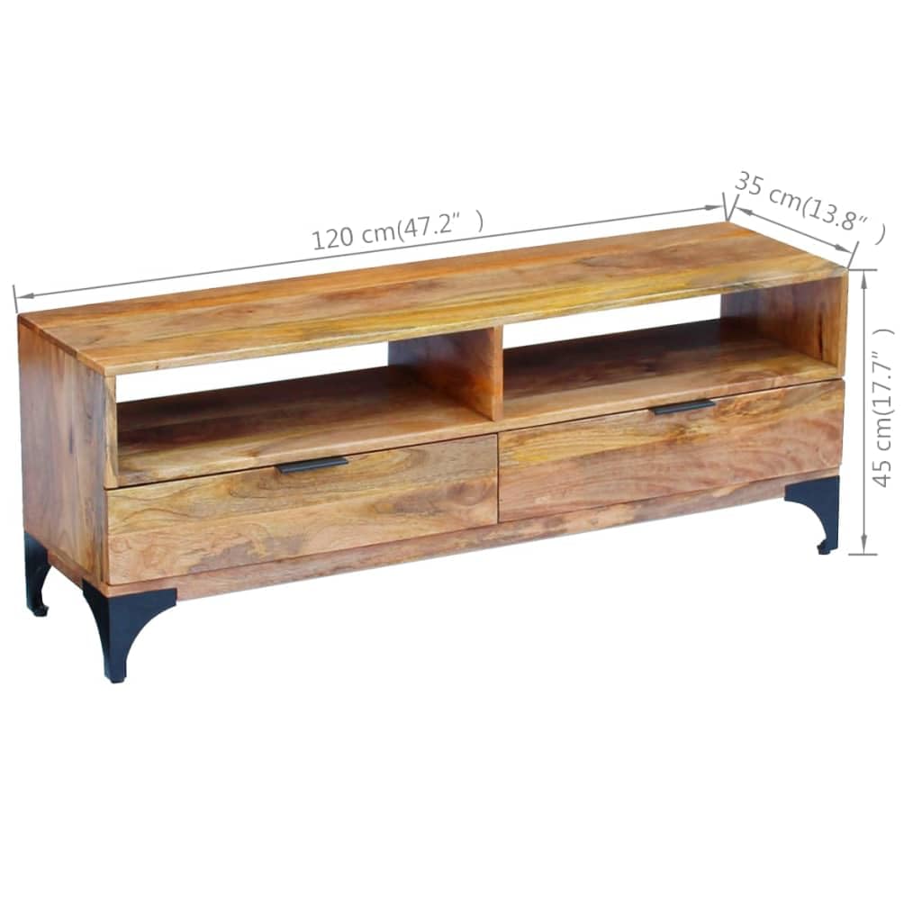 vidaXL TV Stand/Sideboard/Table - Scandinavian and Farmhouse Style, Handmade Wooden TV Cabinet with Drawers and Compartments, Brown; 47.2&quot;x13.8&quot;x17.7&quot;