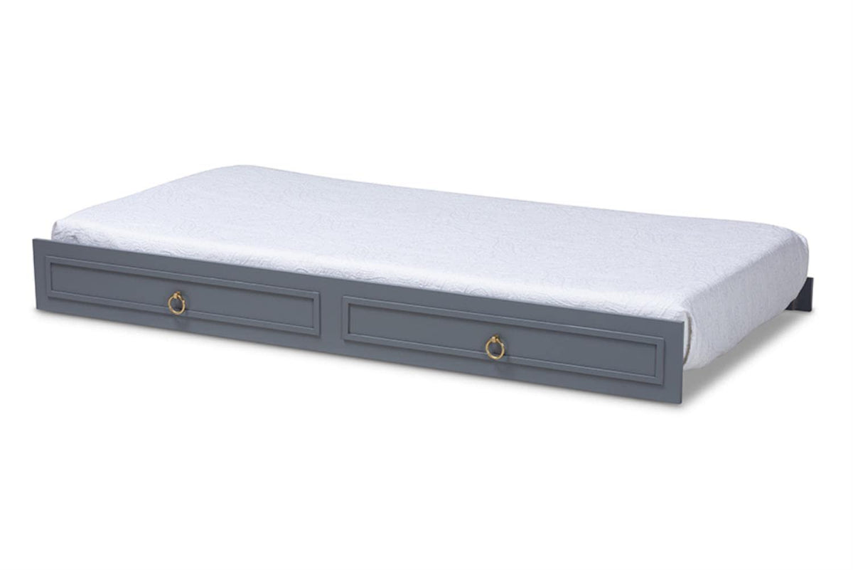 Baxton Studio Mariana Grey Wood Twin Size Bed with Trundle