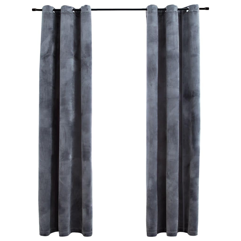 vidaXL Blackout Velvet Curtains with Rings - 2 pcs Anthracite Color, 37&quot;x84&quot; - Ideal for Living Room, Bedroom, Office - Easy to Install, Machine Washable